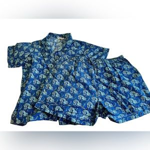 PrintFresh Blue Stamped Leopard Short Pajama Set - Never Worn - 3X